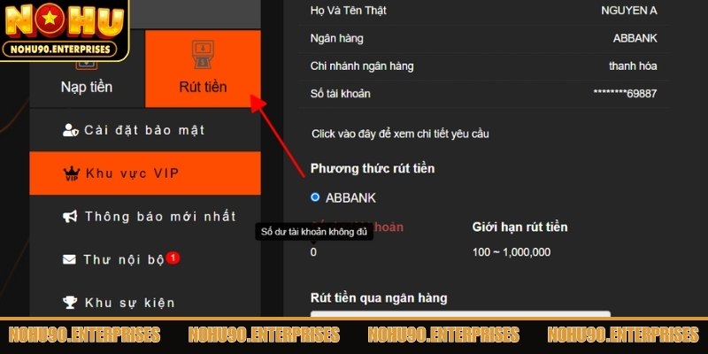 Tìm hiểu rút tiền Nohu90